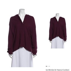 Les Heroines Burgundy Blouse Sz M
